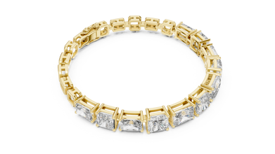 Radiant and Asscher Station Moissanite Link Bracelet in yellow 925 sterling silver, view 3