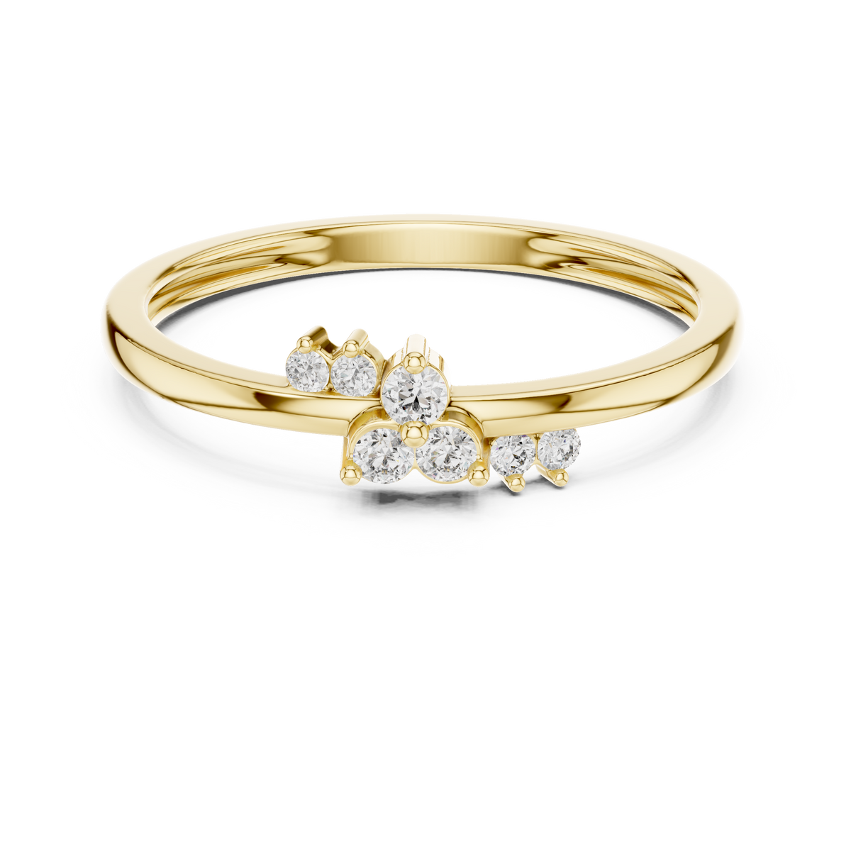 Trefoil Cluster Moissanite Ring with Side Accents in yellow 925 sterling silver, view 4