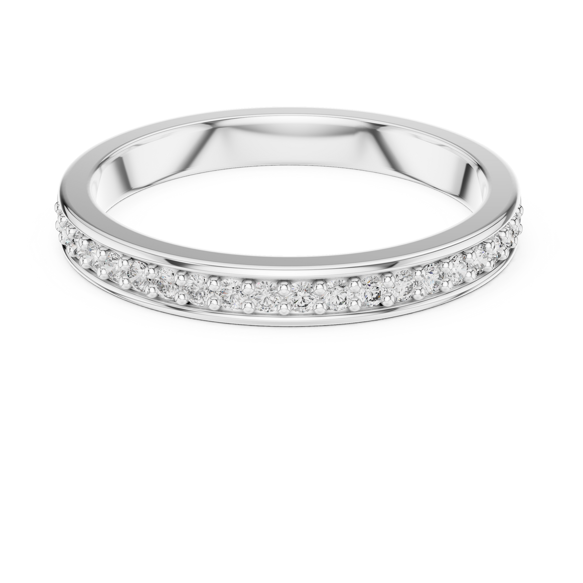 Pavé Moissanite Half Eternity Band in white 925 sterling silver, view 4