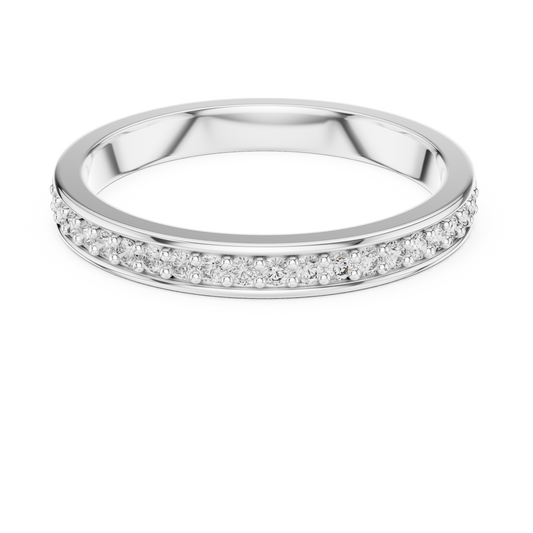 Pavé Moissanite Half Eternity Band in white 925 sterling silver, view 4