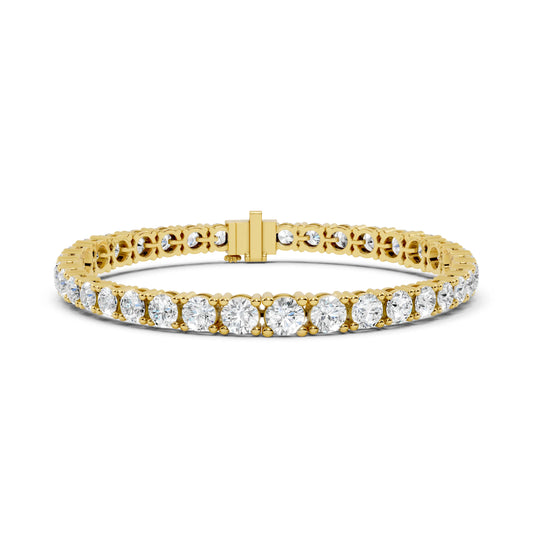 Graduated Round Moissanite Tennis Bracelet in yellow 925 sterling silver, view 1
