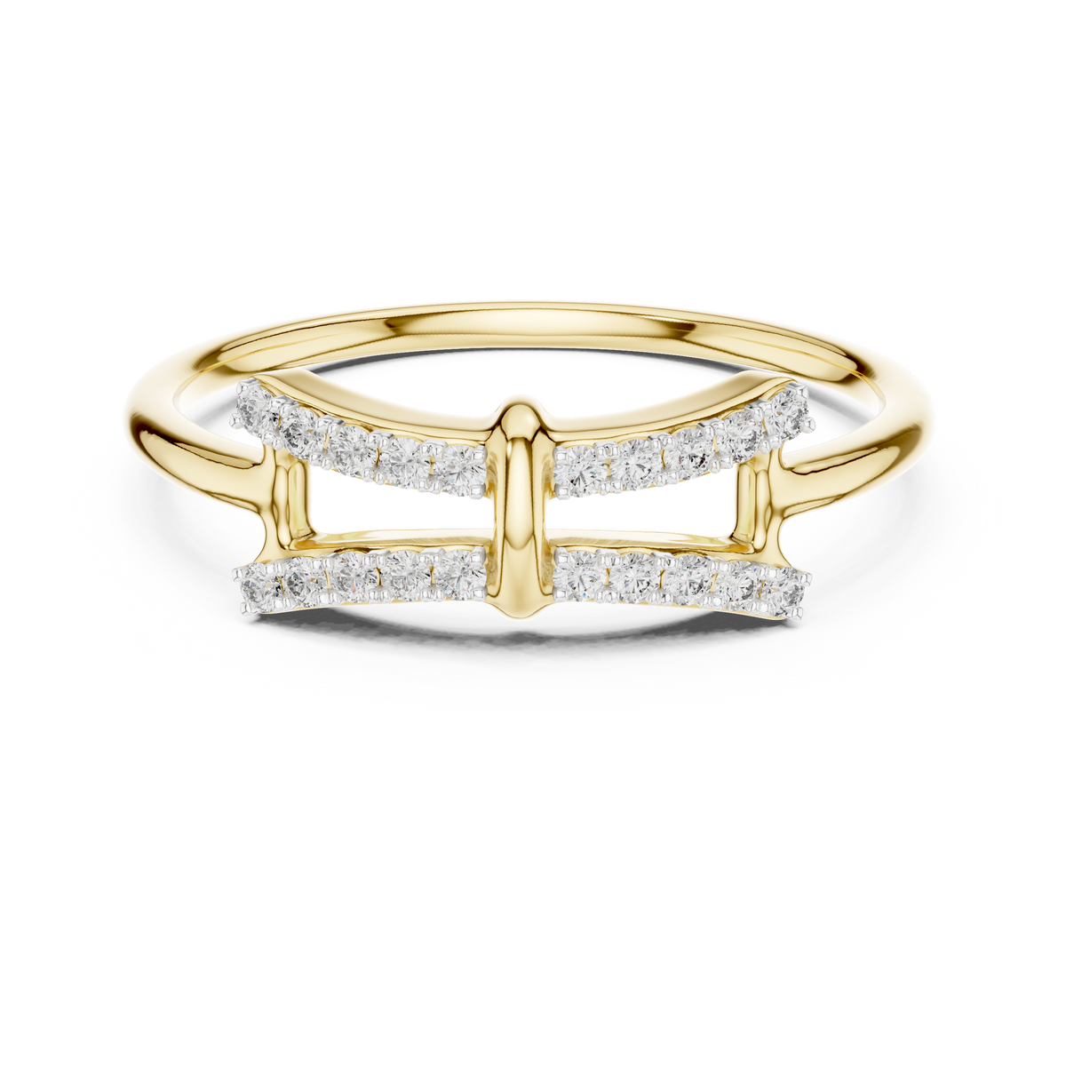 Double Bar Pavé Moissanite Ring in yellow 925 sterling silver, view 4