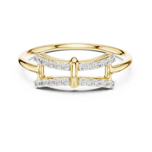 Double Bar Pavé Moissanite Ring in yellow 925 sterling silver, view 4