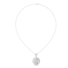 Large Round Halo Moissanite Pendant in white 925 sterling silver, view 1