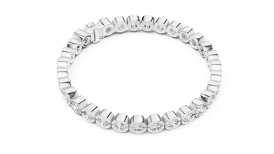Bezel Set Round Moissanite Tennis Bracelet in white 925 sterling silver, view 3