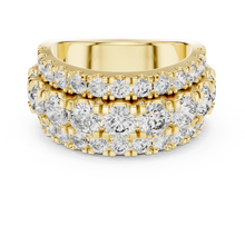 Wide Three Row Moissanite Statement Band in yellow 925 sterling silver, view 4