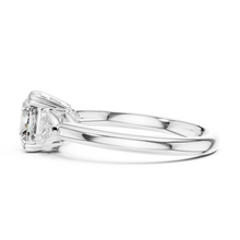 Cushion and Trillion Three Stone Moissanite Ring in white 925 sterling silver, view 3