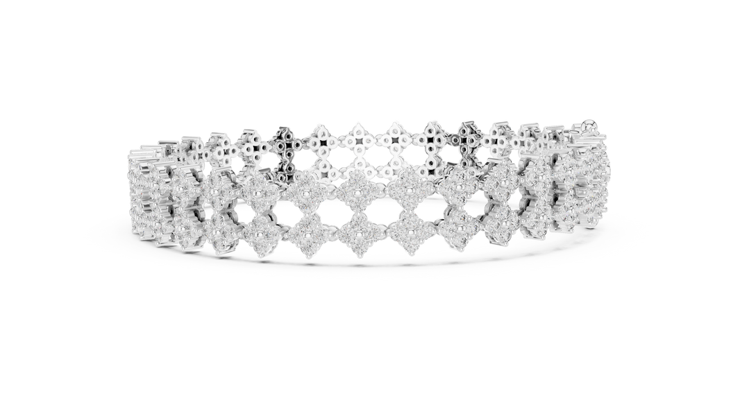 Cross Cluster Moissanite Tennis Bracelet in white 925 sterling silver, view 4