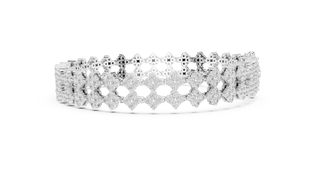 Cross Cluster Moissanite Tennis Bracelet in white 925 sterling silver, view 4