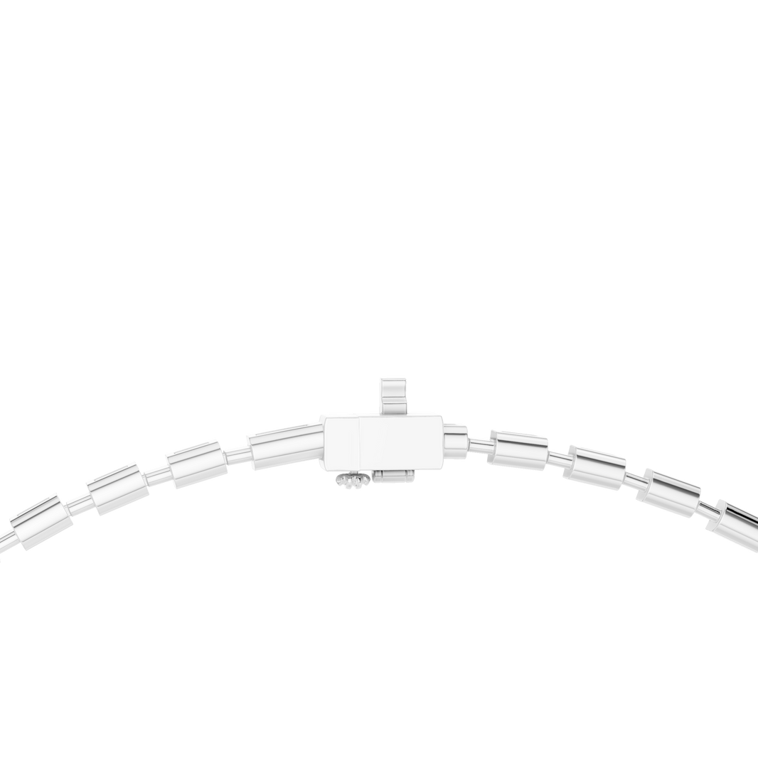 Emerald Cut Station Necklace in white 925 sterling silver, view 4