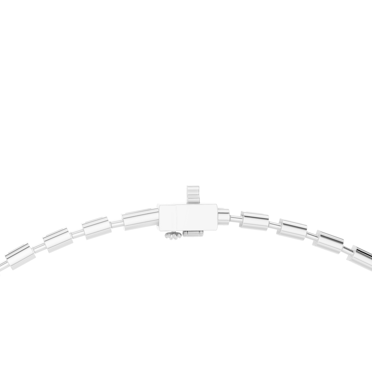 Emerald Cut Station Necklace in white 925 sterling silver, view 4
