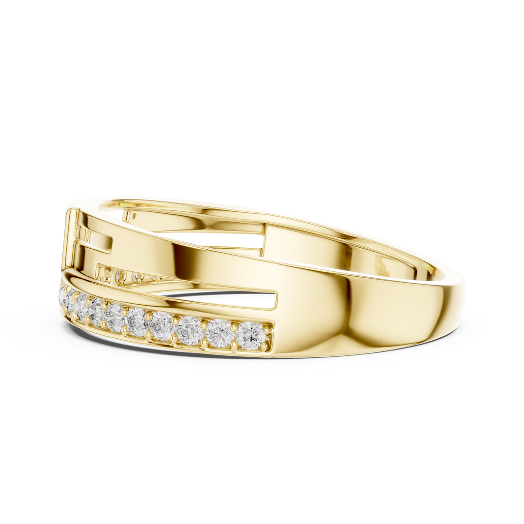 Two-Tier Pavé Moissanite Band with Square Accent in yellow 925 sterling silver, view 3