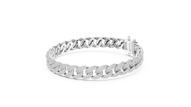 Pave Moissanite Cuban Link Bracelet in white 925 sterling silver, view 2