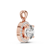 Round Halo Moissanite Pendant in rose 925 sterling silver, view 3