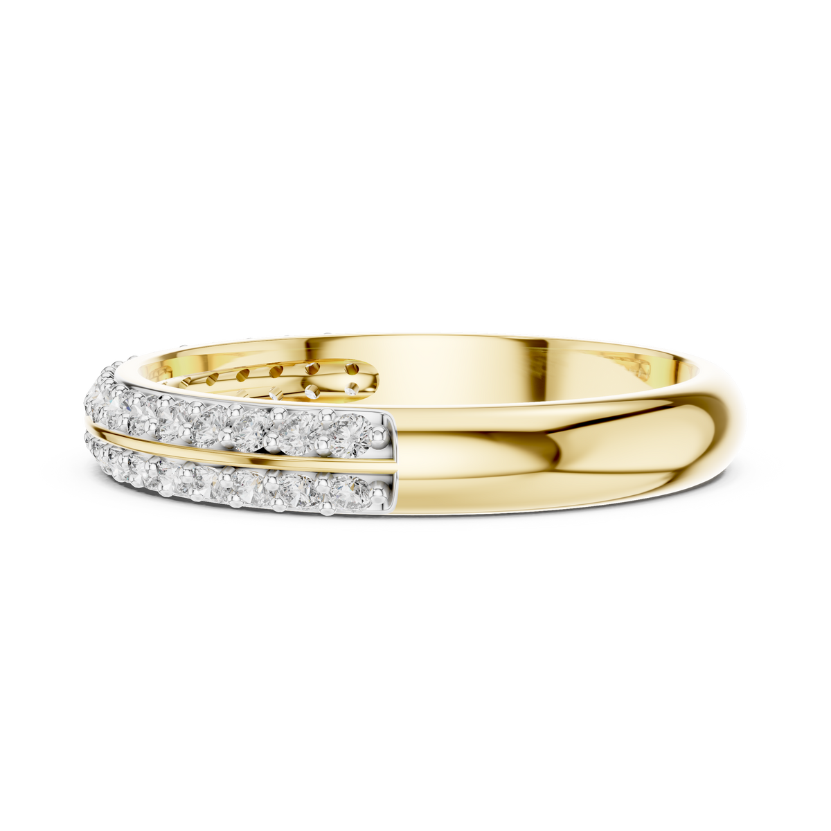 Double Row Pavé Moissanite Half Eternity Band in yellow 925 sterling silver, view 3