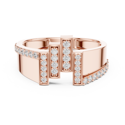 Men's Wide Vertical Bar Moissanite Band in rose 925 sterling silver, view 4