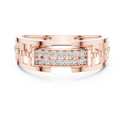 Men's Double-Row Pavé Plaque Openwork Moissanite Band in rose 925 sterling silver, view 4