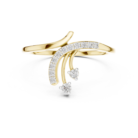 Shooting Star Spray Moissanite Ring in yellow 925 sterling silver, view 4