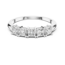 Five Stone Princess Cut Moissanite Band in white 925 sterling silver, view 4