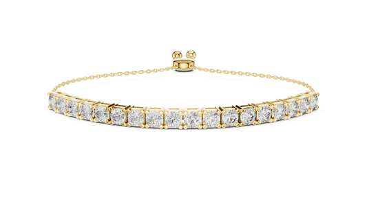 Round Moissanite Bolo Slider Bracelet in yellow 925 sterling silver, view 1