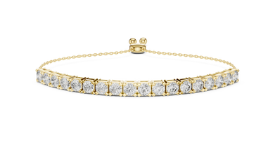 Round Moissanite Bolo Slider Bracelet in yellow 925 sterling silver, view 1