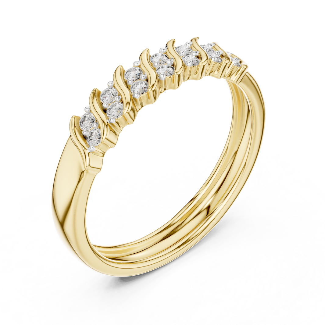 Twisted Link Moissanite Band in yellow 925 sterling silver, view 2