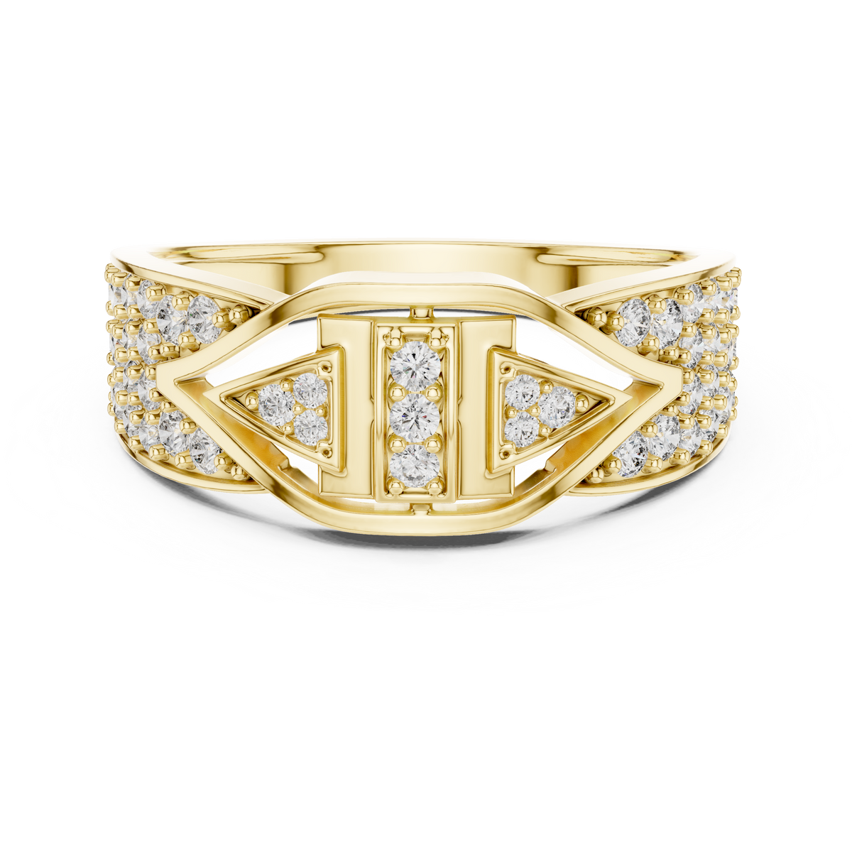 Geometric Eye Pavé Moissanite Statement Band in yellow 925 sterling silver, view 4
