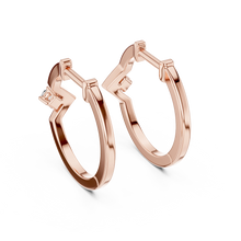 Moissanite V huggie hoop earrings in rose 925 sterling silver, view 3