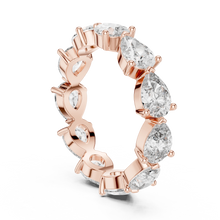 Pear Moissanite Eternity Band in rose 925 sterling silver, view 1