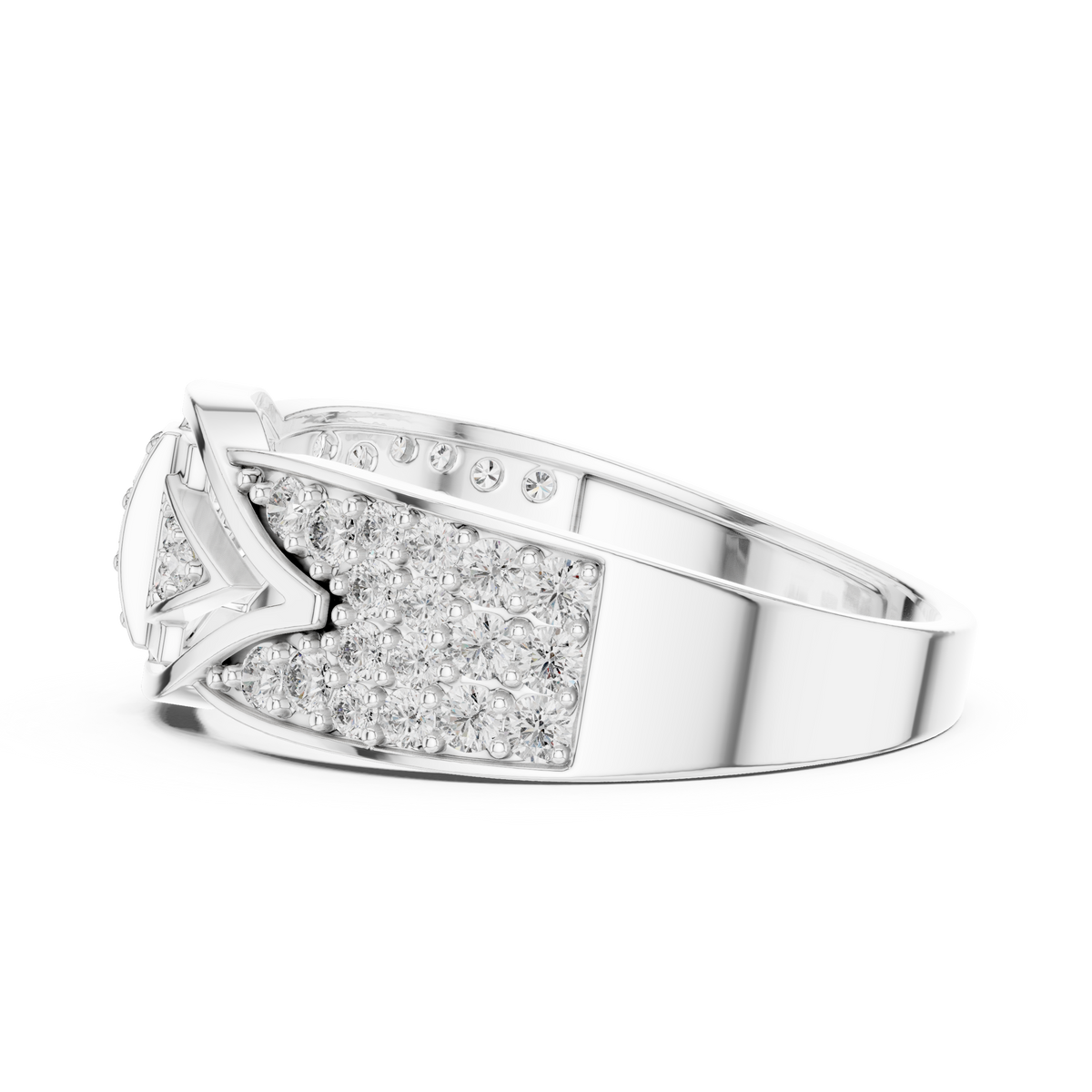 Geometric Eye Pavé Moissanite Statement Band in white 925 sterling silver, view 3