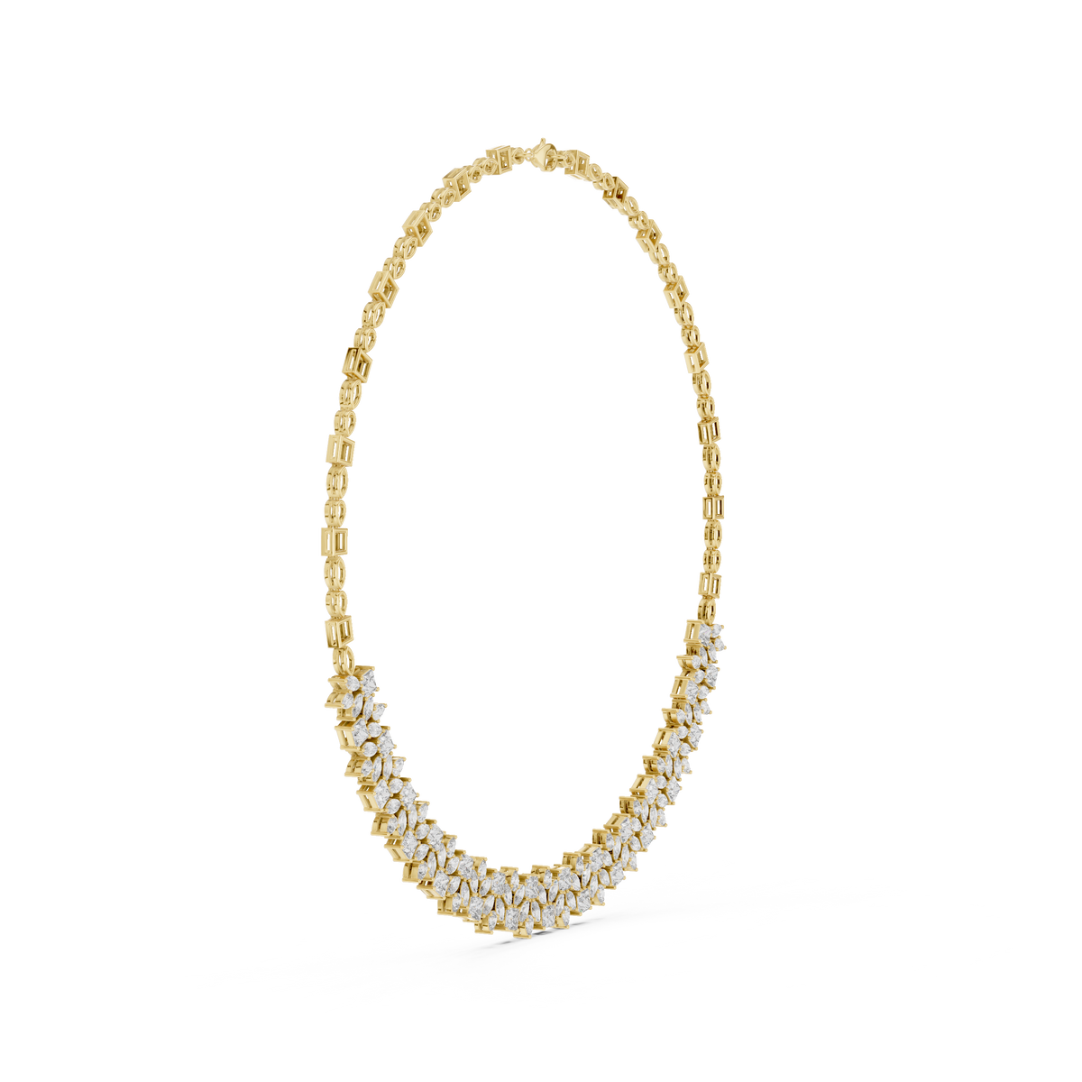 Pear Princess Marquise Cluster Collar Necklace in yellow 925 sterling silver, view 3