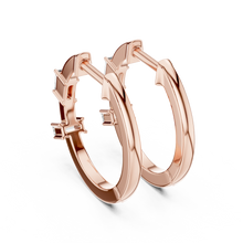 Baguette moissanite hoop earrings in rose 925 sterling silver, view 3