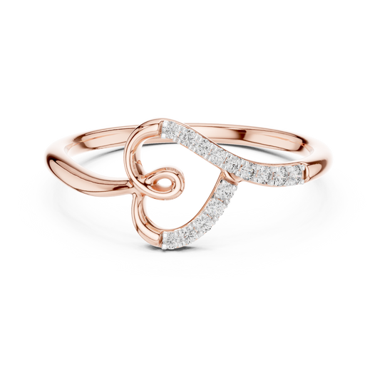 Open Heart Swirl Moissanite Ring in rose 925 sterling silver, view 4