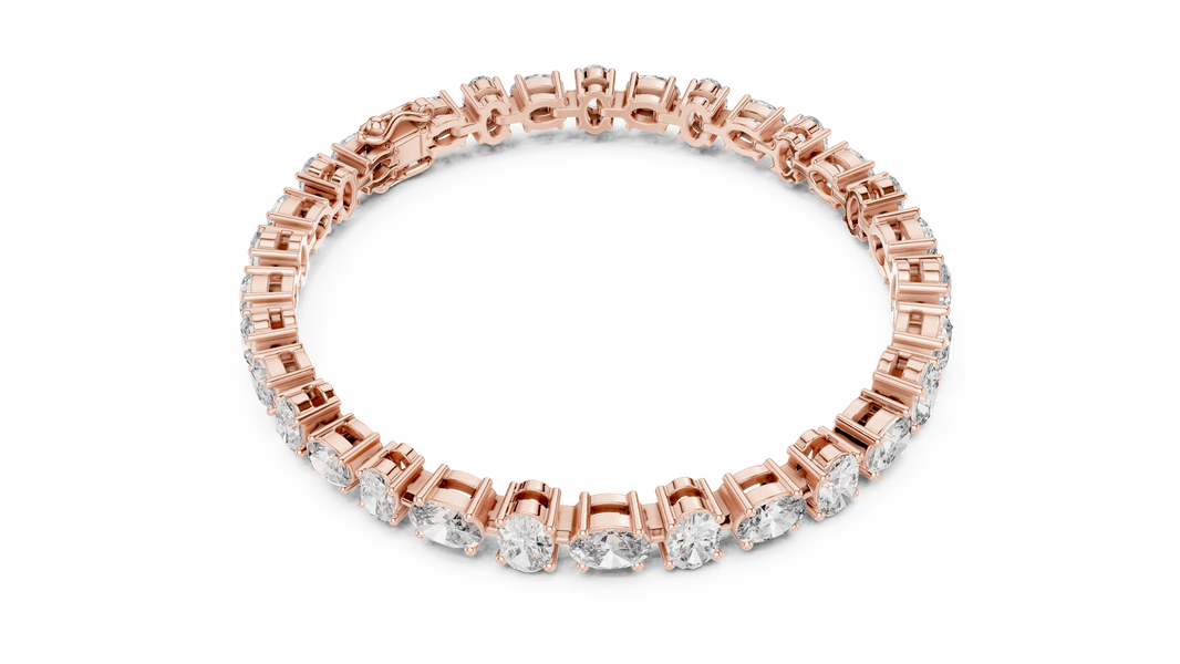 Oval Moissanite Tennis Bracelet in rose 925 sterling silver, view 3