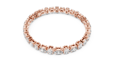Oval Moissanite Tennis Bracelet in rose 925 sterling silver, view 3