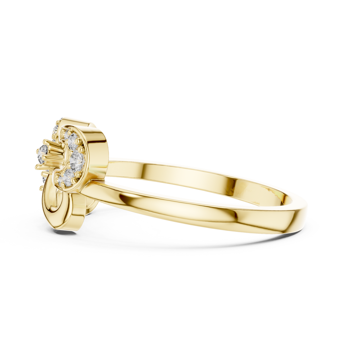 Infinity Loop Moissanite Ring with Collet Accents in yellow 925 sterling silver, view 3