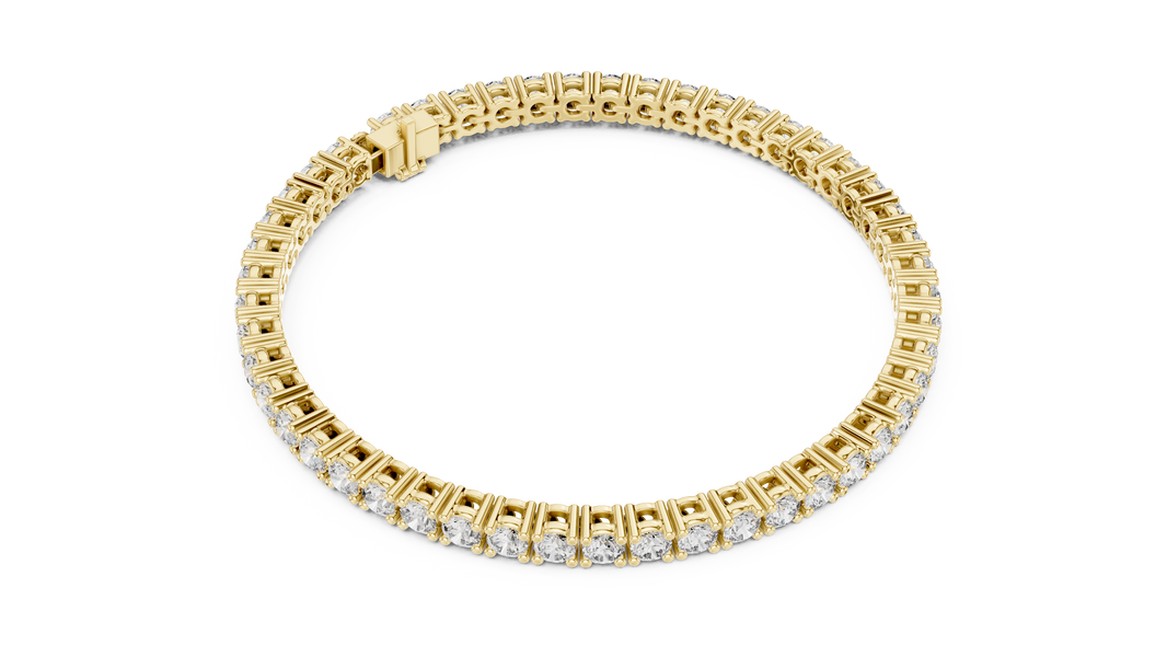 Round Moissanite Classic Tennis Bracelet in yellow 925 sterling silver, view 3