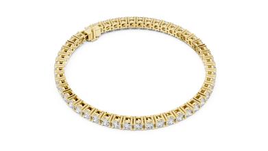 Round Moissanite Classic Tennis Bracelet in yellow 925 sterling silver, view 3