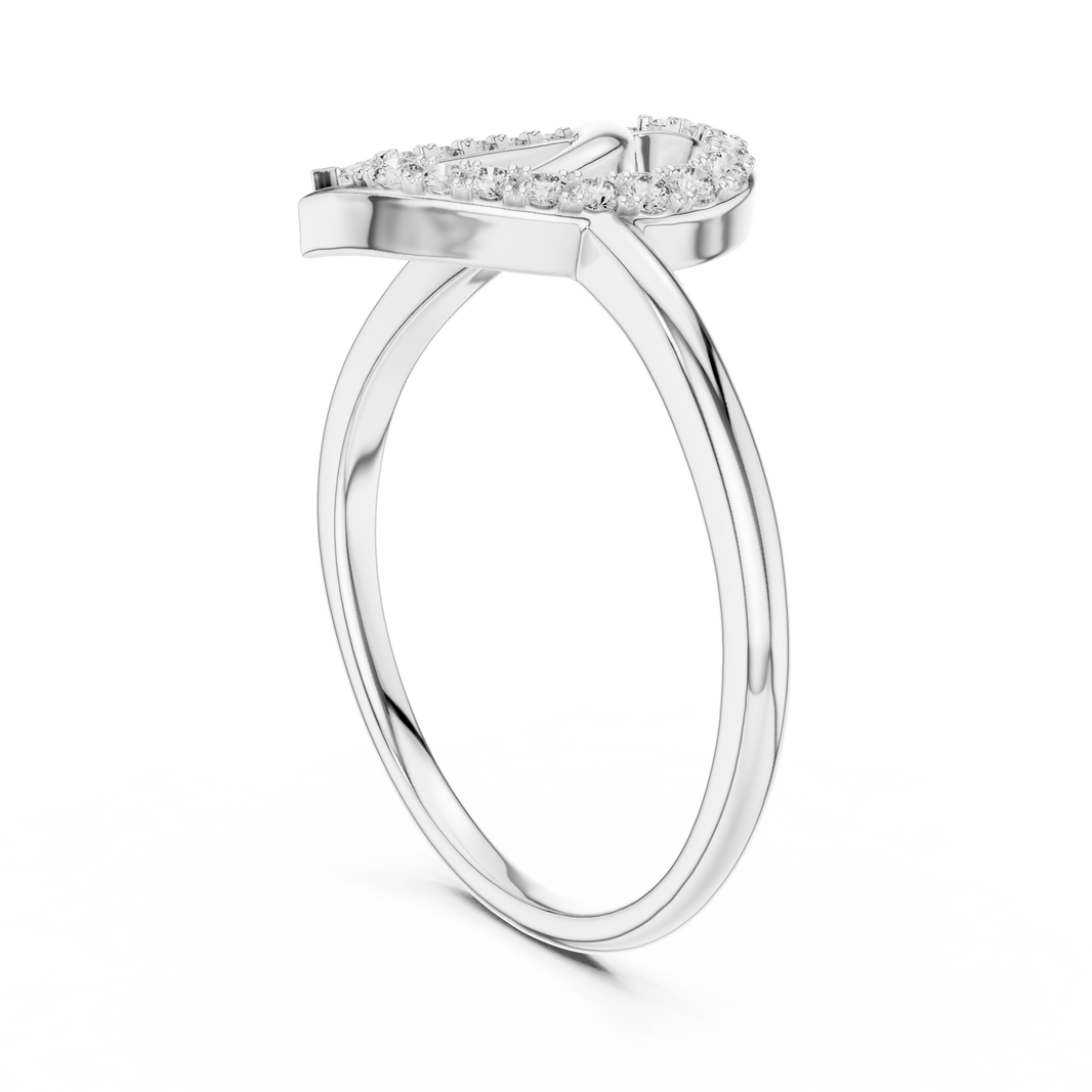 Asymmetric Pavé Heart Moissanite Ring in white 925 sterling silver, view 1