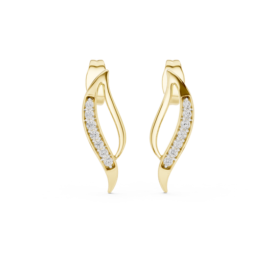 Moissanite Pavé Wave Stud Earrings in yellow 925 sterling silver, view 4