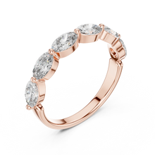East-West Oval Moissanite Half Eternity Band in rose 925 sterling silver, view 2