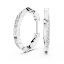 Moissanite twisted pave hoop earrings in white 925 sterling silver, bold, view 1