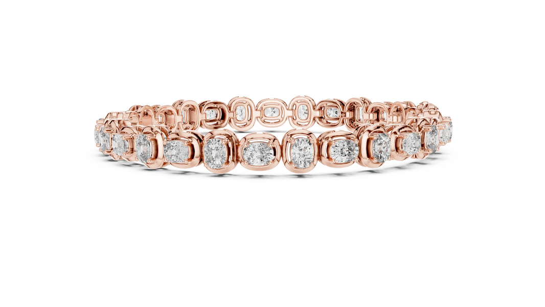 Cushion Cut Moissanite Tennis Bracelet in rose 925 sterling silver, view 4