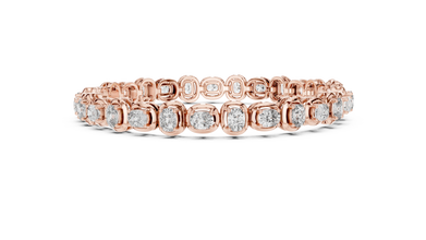 Cushion Cut Moissanite Tennis Bracelet in rose 925 sterling silver, view 4