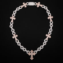 Infinity x Jessus Cross  WHITE & ROSE GOLD  Iced-Out Cuban Chain