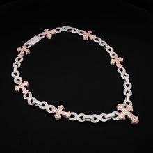 Infinity x Jessus Cross  WHITE & ROSE GOLD  Iced-Out Cuban Chain