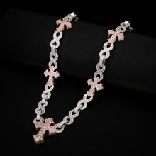 Infinity x Jessus Cross  WHITE & ROSE GOLD  Iced-Out Cuban Chain