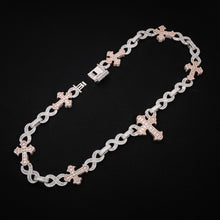 Infinity x Jessus Cross  WHITE & ROSE GOLD  Iced-Out Cuban Chain