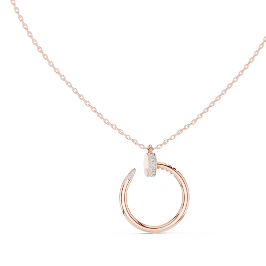 Pavé Nail Open Circle Moissanite Pendant in rose 925 sterling silver, view 1