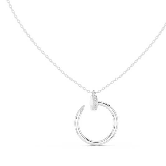 Pavé Nail Open Circle Moissanite Pendant in white 925 sterling silver, view 1